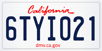CA license plate 6TYI021