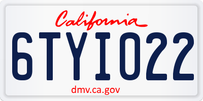 CA license plate 6TYI022