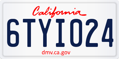 CA license plate 6TYI024