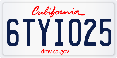 CA license plate 6TYI025
