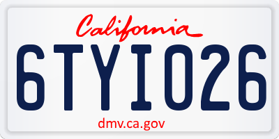 CA license plate 6TYI026