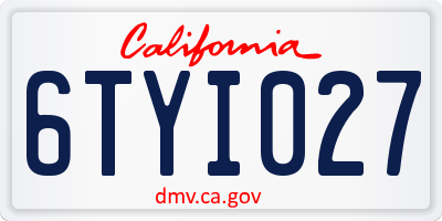 CA license plate 6TYI027