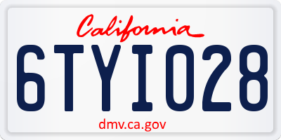 CA license plate 6TYI028