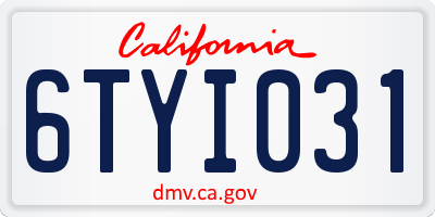 CA license plate 6TYI031
