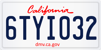 CA license plate 6TYI032