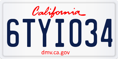 CA license plate 6TYI034