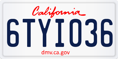 CA license plate 6TYI036
