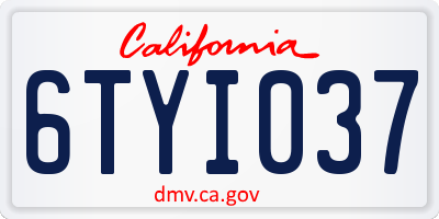 CA license plate 6TYI037