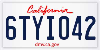 CA license plate 6TYI042