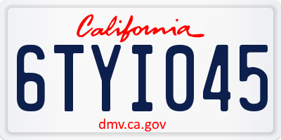 CA license plate 6TYI045