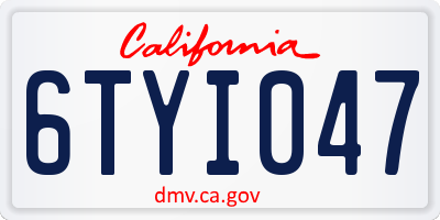 CA license plate 6TYI047