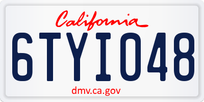 CA license plate 6TYI048