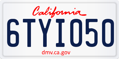 CA license plate 6TYI050