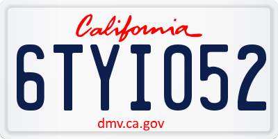 CA license plate 6TYI052
