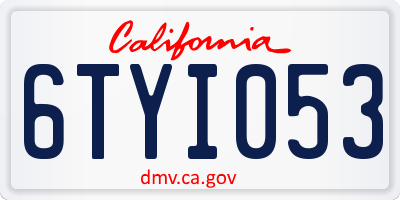CA license plate 6TYI053