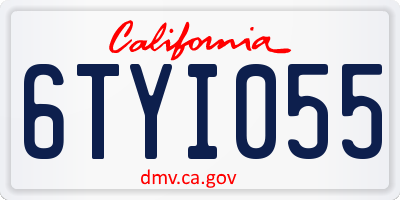 CA license plate 6TYI055