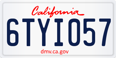 CA license plate 6TYI057