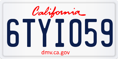 CA license plate 6TYI059