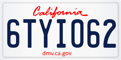 CA license plate 6TYI062