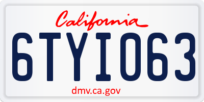 CA license plate 6TYI063
