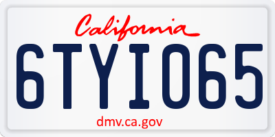 CA license plate 6TYI065