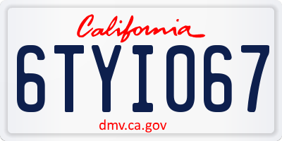CA license plate 6TYI067