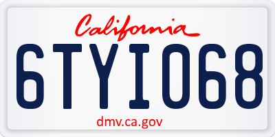 CA license plate 6TYI068
