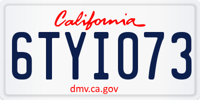 CA license plate 6TYI073