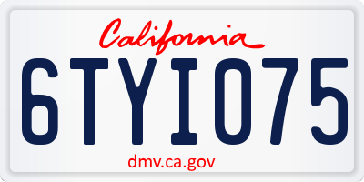 CA license plate 6TYI075