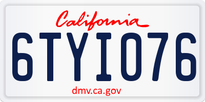 CA license plate 6TYI076