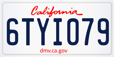 CA license plate 6TYI079