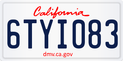 CA license plate 6TYI083