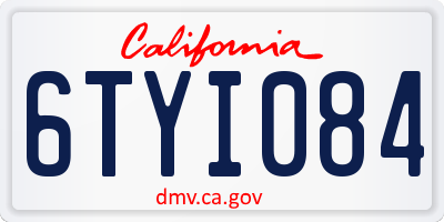 CA license plate 6TYI084