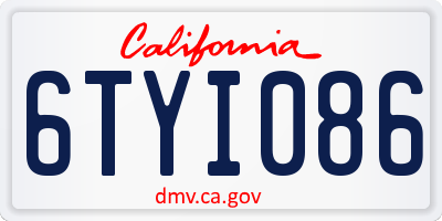 CA license plate 6TYI086