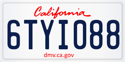 CA license plate 6TYI088