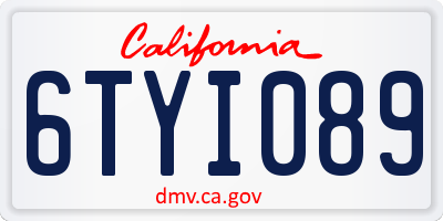 CA license plate 6TYI089