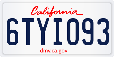 CA license plate 6TYI093