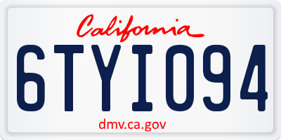 CA license plate 6TYI094