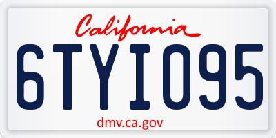 CA license plate 6TYI095