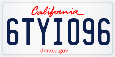 CA license plate 6TYI096