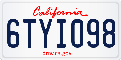 CA license plate 6TYI098