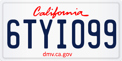 CA license plate 6TYI099