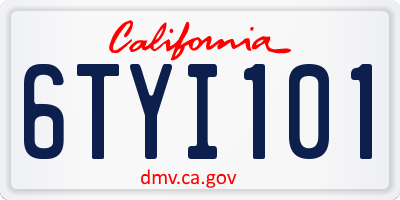CA license plate 6TYI101
