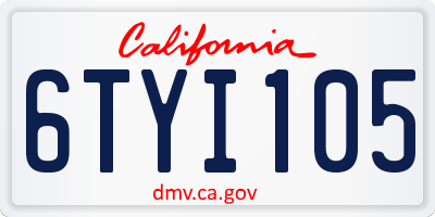 CA license plate 6TYI105