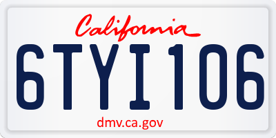 CA license plate 6TYI106