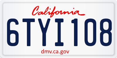 CA license plate 6TYI108