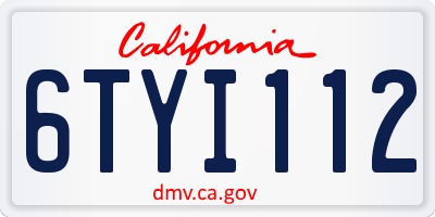 CA license plate 6TYI112