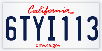 CA license plate 6TYI113
