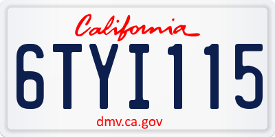 CA license plate 6TYI115