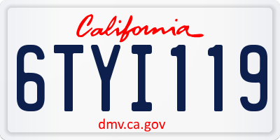 CA license plate 6TYI119